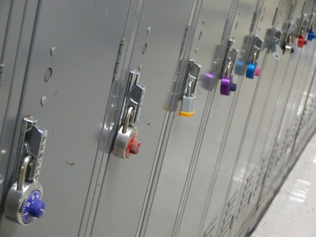 lockers with coded padlocks